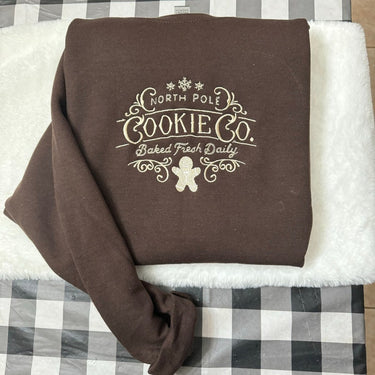 North Pole Cookie Co Embroidered Sweatshirt- Y2K Style Embroidered Crewneck| unisex Sweatshirt- Embroidered hoodie Christmas - Gift for her